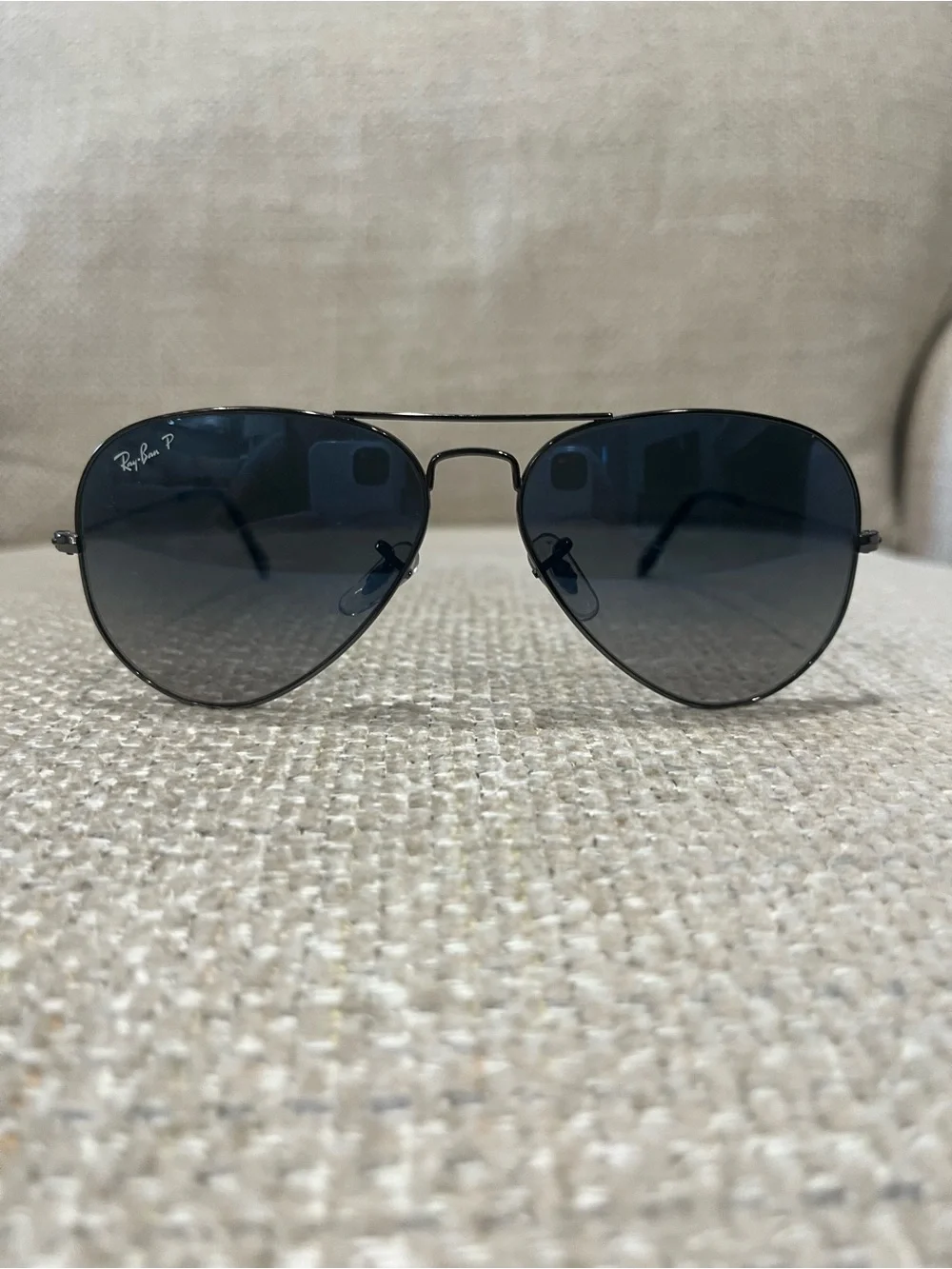 Ray-Ban Aviator Sunglasses Black Frame with Dark Blue Lenses